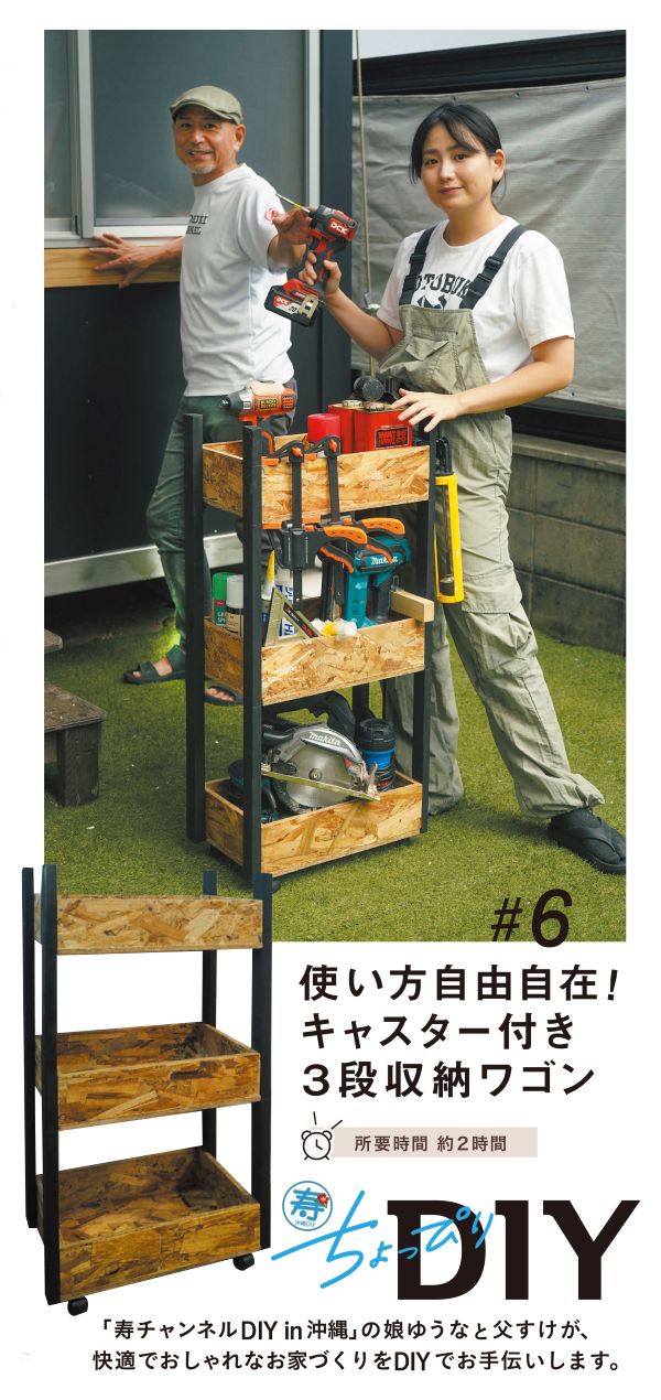 寿ちょっぴりDIY  ＃7 使い方自由自在！ キャスター付き３段収納ワゴン